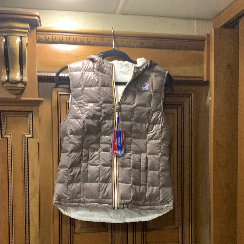NWT K-Way Brown Quilted Vest Size XS